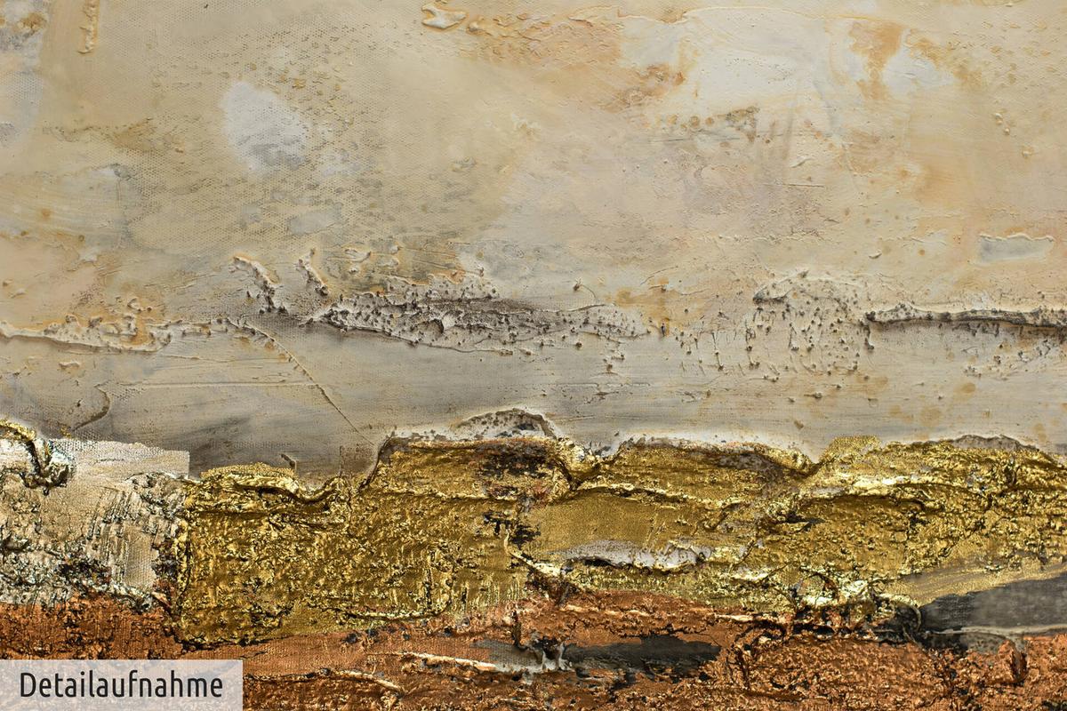 ACRYLBILD HANDGEMALT 120/40 cm - Weiß/Braun, Holz/Textil (120/40cm) - KUNSTLOFT