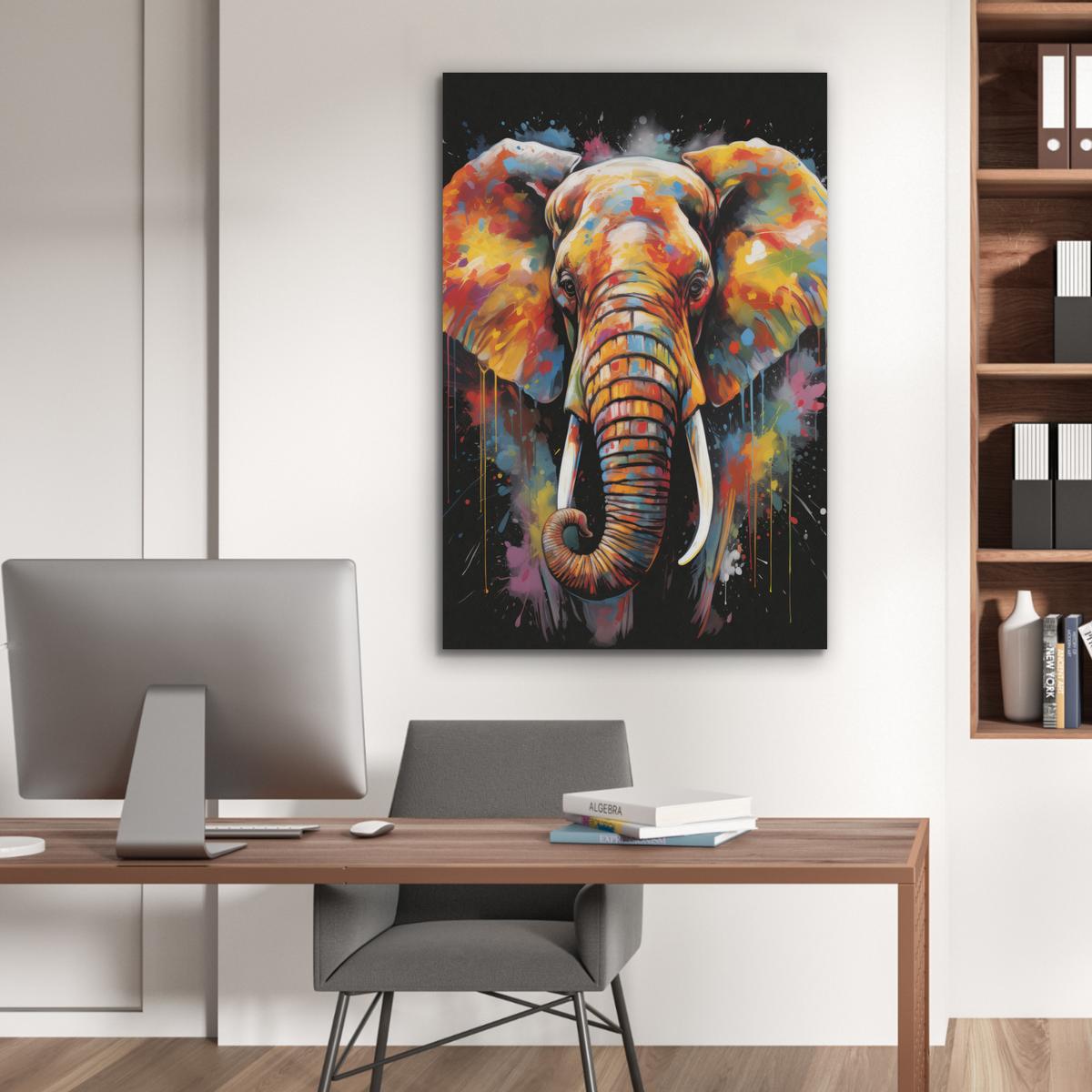 AKUSTIKBILD Elefant - Graffiti - Schwarz - Tiere - Farben Wanddeko 70x100 cm - Schwarz, Kunststoff (70/100/0.9cm) - MuchoWow
