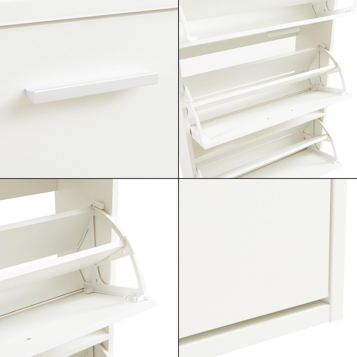 SCHUHSCHRANK Sykkylven - Weiß, Holzwerkstoff (60/134/24cm) - [en.casa]