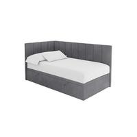 EINZELBETT Jugendbett mit Bettkasten Rechts, ohne Matratze - LOVY 90x200 Dunkelgrau - Dunkelgrau, Holzwerkstoff/Textil (90/200cm) - ALTDECOR