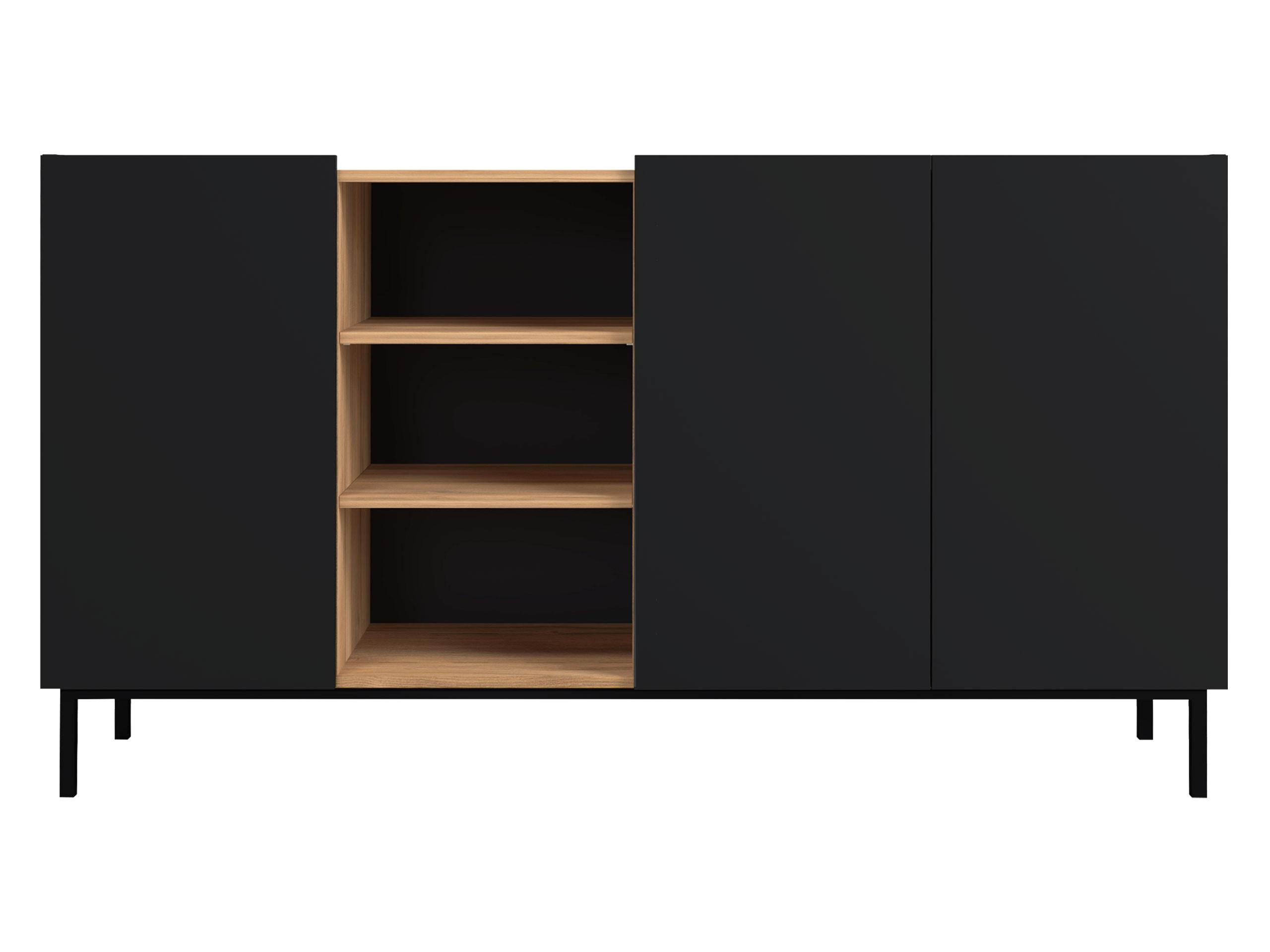 SIDEBOARD System 77 - Schwarz, Holzwerkstoff/Metall (153/85/44cm) - MIRJAN24