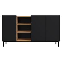SIDEBOARD System 77 - Schwarz, Holzwerkstoff/Metall (153/85/44cm) - MIRJAN24
