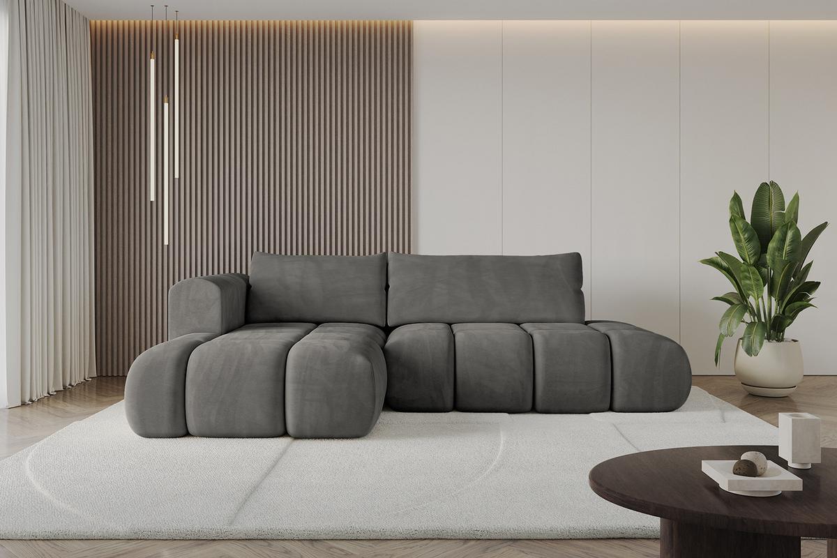 ECKSOFA Ottomane Links CLOUD-L 280x185x90 Dunkelgrau Velours - Dunkelgrau, Holzwerkstoff/Kunststoff (180/289cm) - ALTDECOR