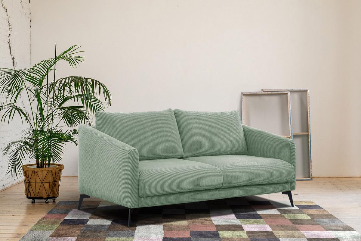 SOFA VILT 2,5-Sitzer, mintgrün - Schwarz/Mintgrün, Holzwerkstoff/Textil (202/89/94cm) - Wozimo