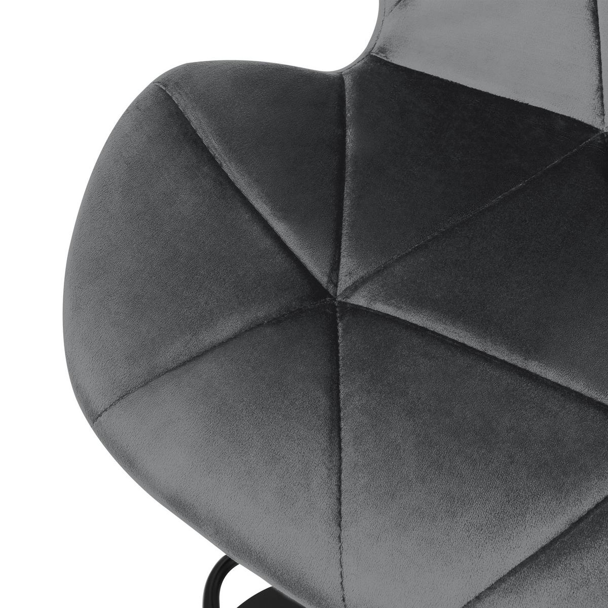 BARHOCKER 4er Set Samt grau - Schwarz/Grau, Textil/Metall (41/110/47cm) - ML-DESIGN