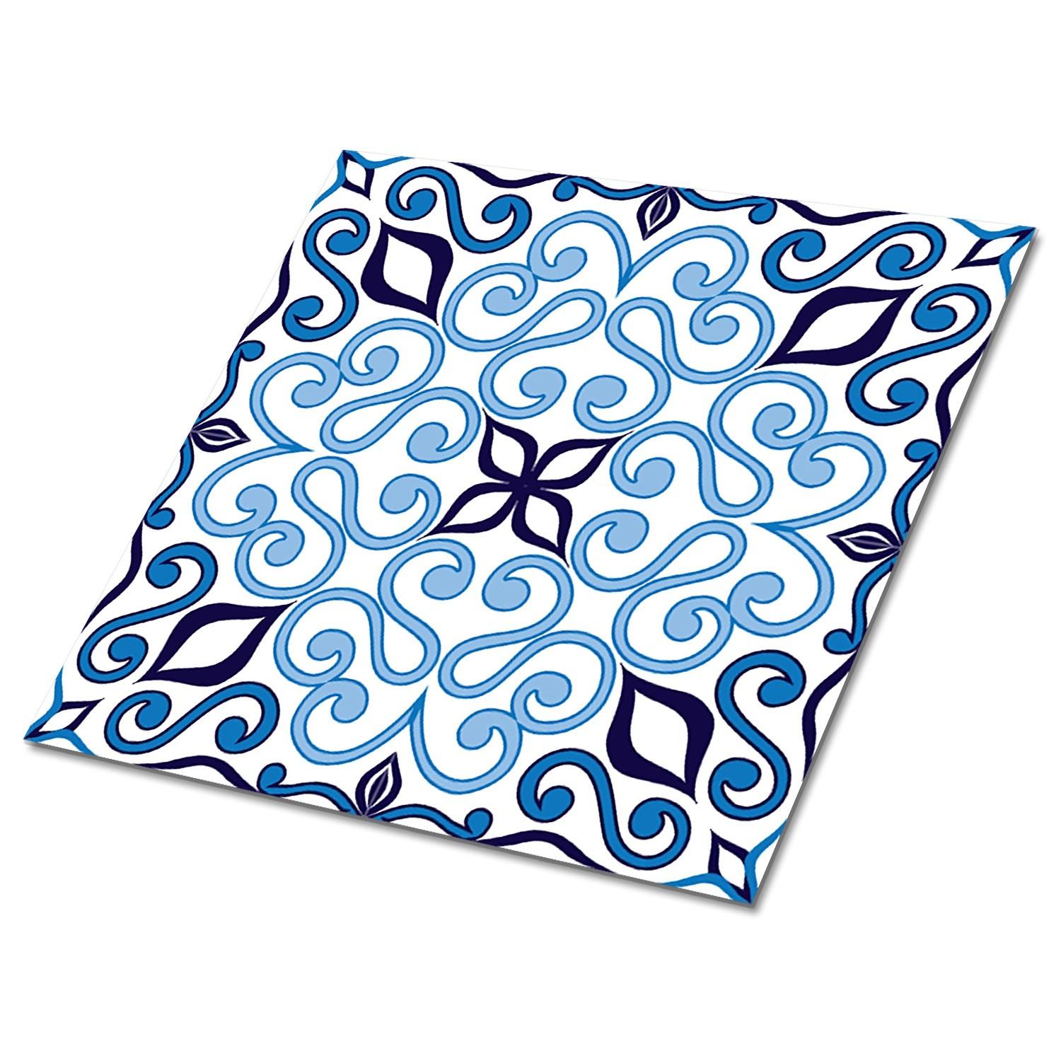 SELBSTKLEBENDE Wandfliesen 9 Stück 30x30 cm - Arabisches Muster - Blau, Textil (30/1.6/30cm) - TULUP