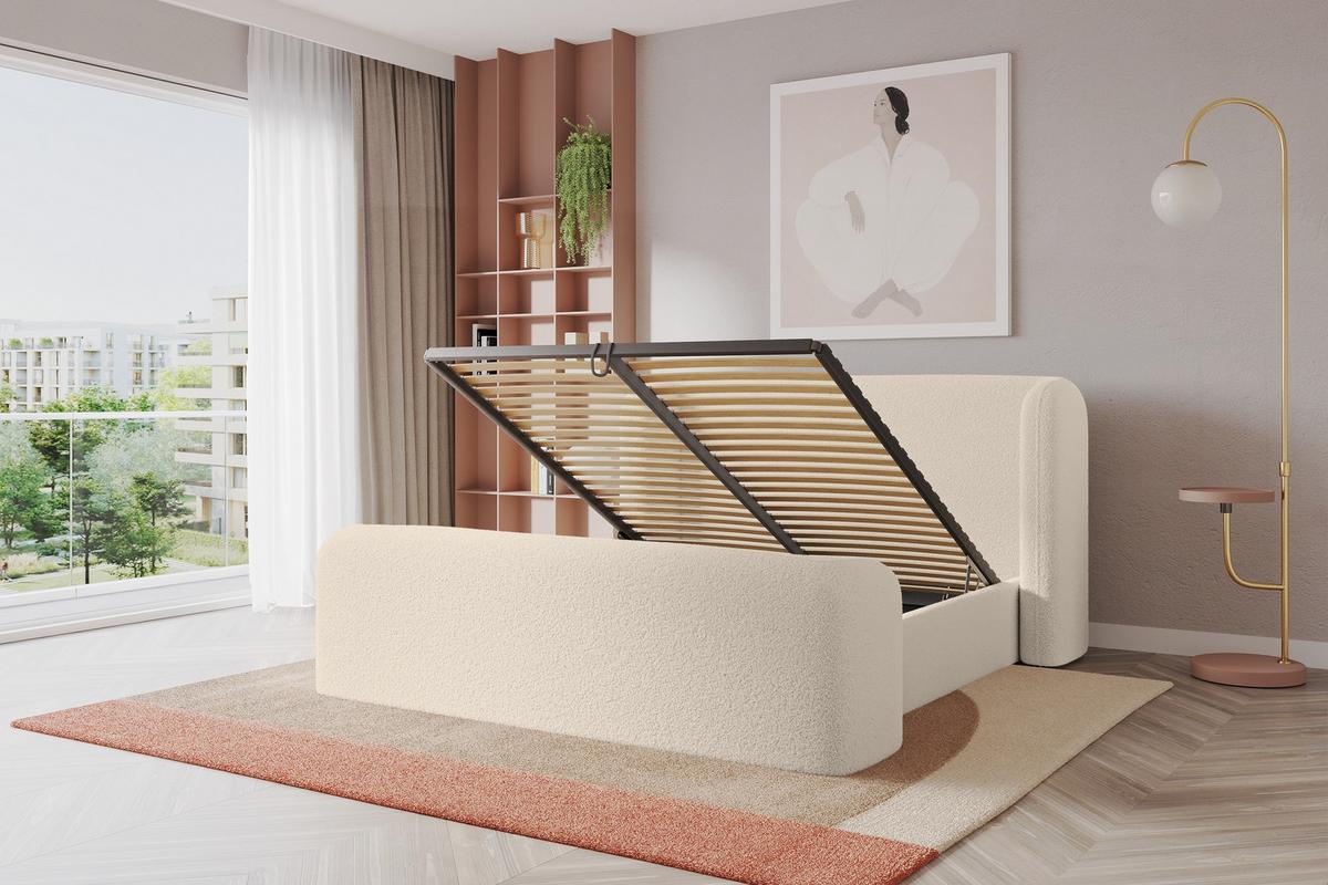 POLSTERBETT mit Bettkasten, Fußteil und Lattenrost, Bett mit Matratze H3/H4 - ESTI-Z 140x200 Dunkelbeige - Cappuccino, Holzwerkstoff/Textil (140/200cm) - ALTDECOR