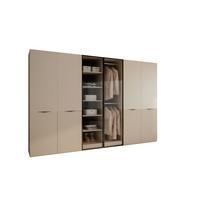 KLEIDERSCHRANK SANDBOX KASHMIR 300 303/49/200 cm Kaschmir / Kaschmir + geriffeltes Glas ohne LED 12 Zusatzböden - Kaschmir/Transparent, Holzwerkstoff/Kunststoff (303/200/49cm) - Lookway