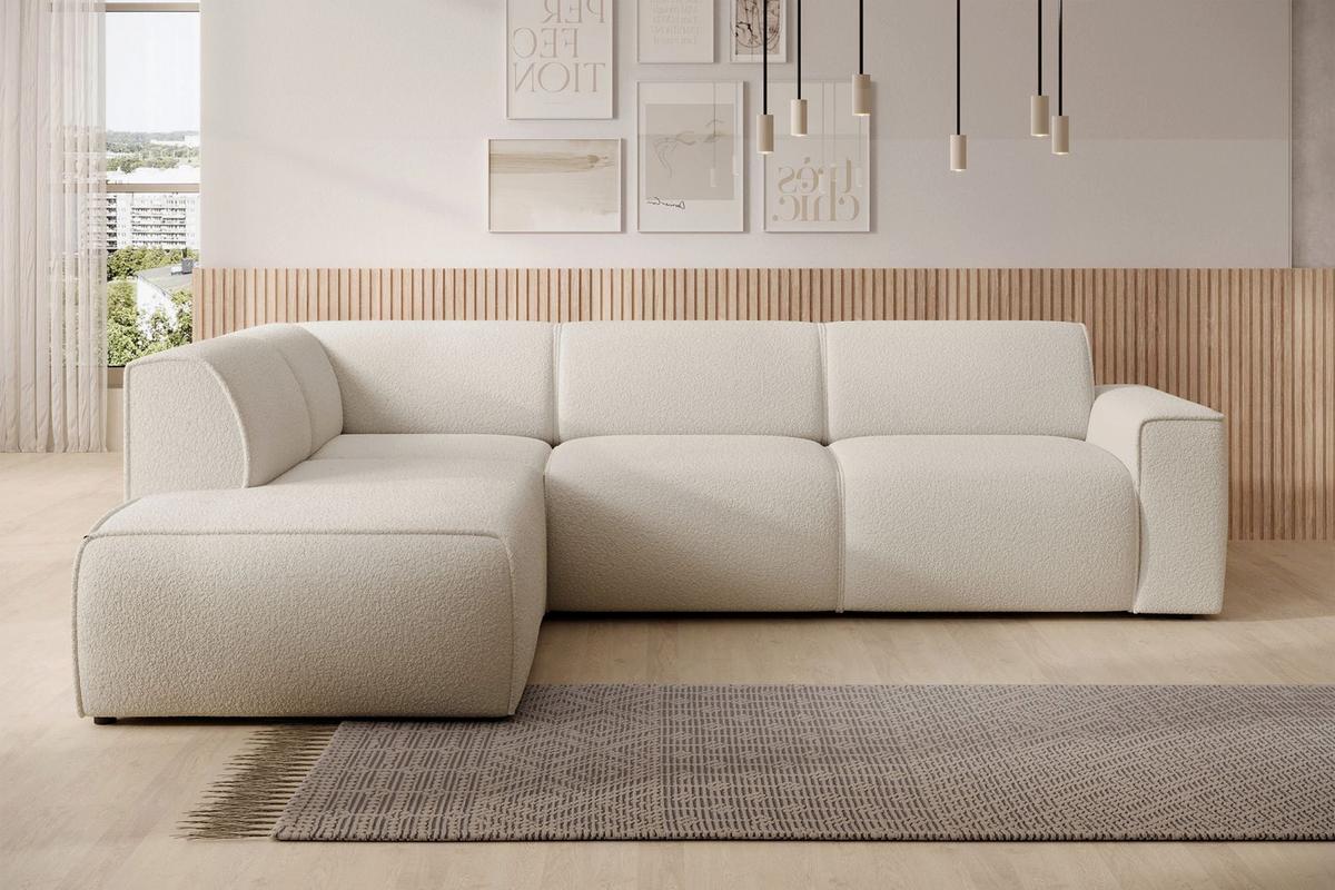 ECKSOFA Bouvi Creme links - Creme/Schwarz, Kunststoff/Textil (292/220cm) - Selsey