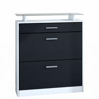 SCHUHSCHRANK Loret Front in Schwarz matt - Schwarz, Holzwerkstoff (89/104/23cm) - Vladon