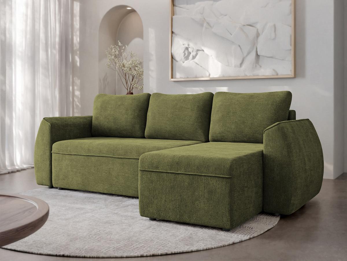 ECKSCHLAFSOFA Darlan - Schwarz/Grün, Holz/Kunststoff (245/143cm) - MIRJAN24