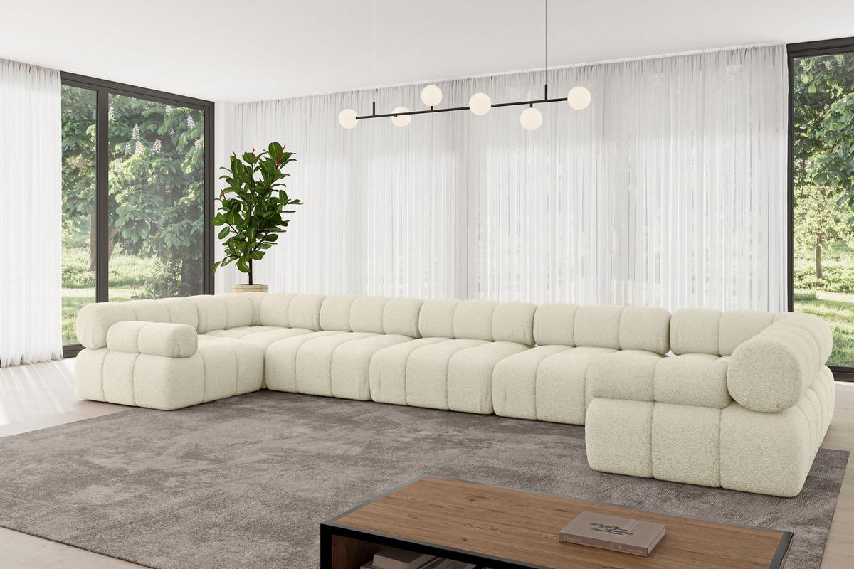 WOHNLANDSCHAFT modulares Sofa Birno-U3 - 475x190x70 cm Beige Bouclé - Beige, Holzwerkstoff/Textil (475/70/190cm) - ALTDECOR