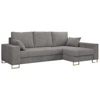ECKSOFA Dorian Cord Hellgrau - Goldfarben/Hellgrau, Textil/Metall (242/138cm) - MKS