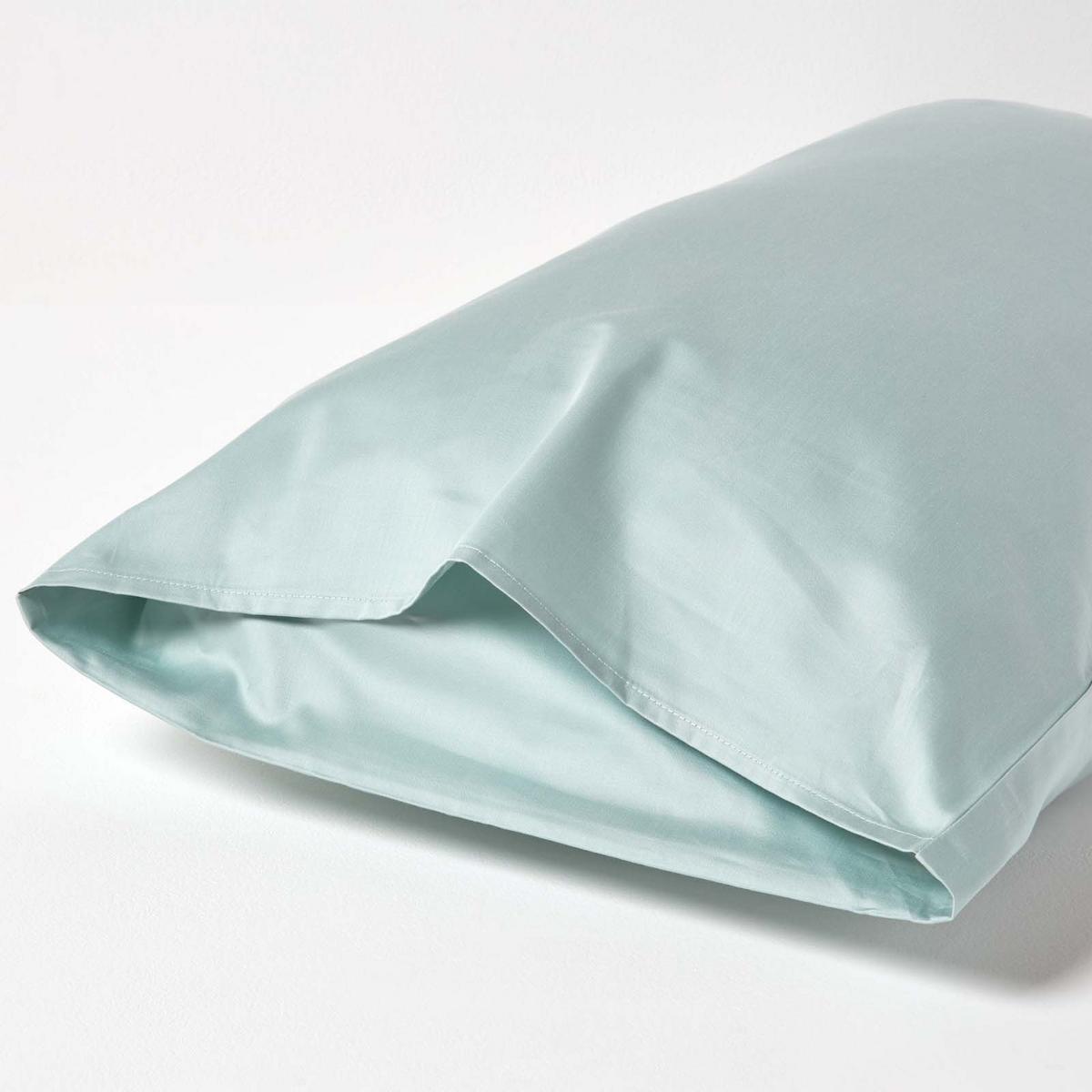 BIO-KISSENBEZUG Satin, Fadendichte 400 - Hellblau, Textil (48/74cm) - Homescapes