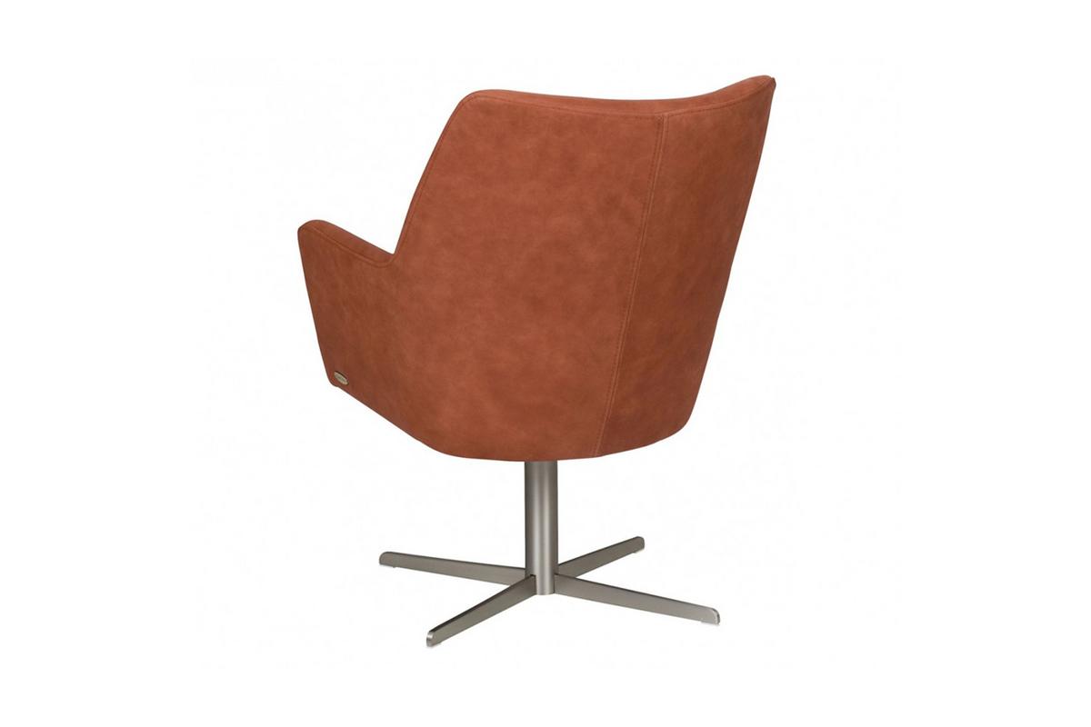 DREHSTUHL JELIA Braun Leder Drehbar (180°) - Silberfarben/Braun, Leder (66/88/67cm) - KAWOLA