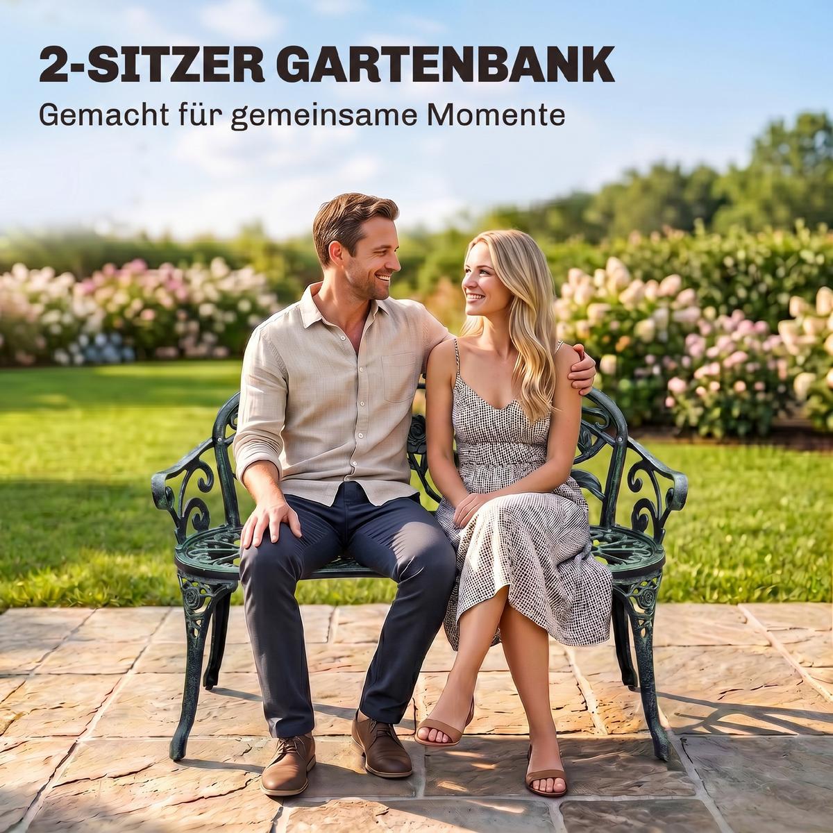 GARTENBANK, Parkbank, 100 x 54 x 78 cm, Metall, Antik Grün - Grün, Metall (54/78/100cm) - Outsunny