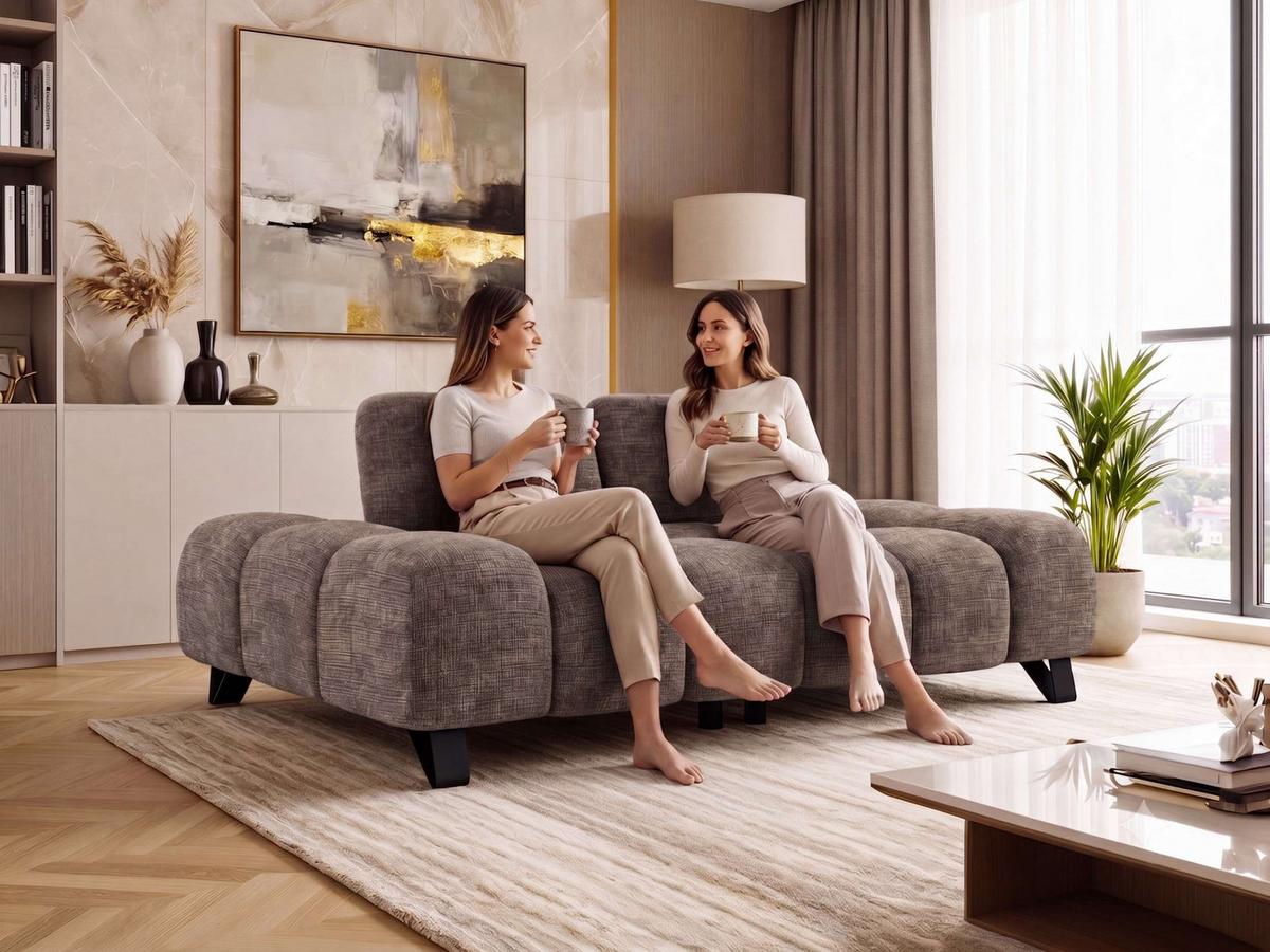 3-SITZER-SOFA NERANO - Braun Schenille - Schwarz/Braun, Textil/Metall (220/88/146cm) - MKS