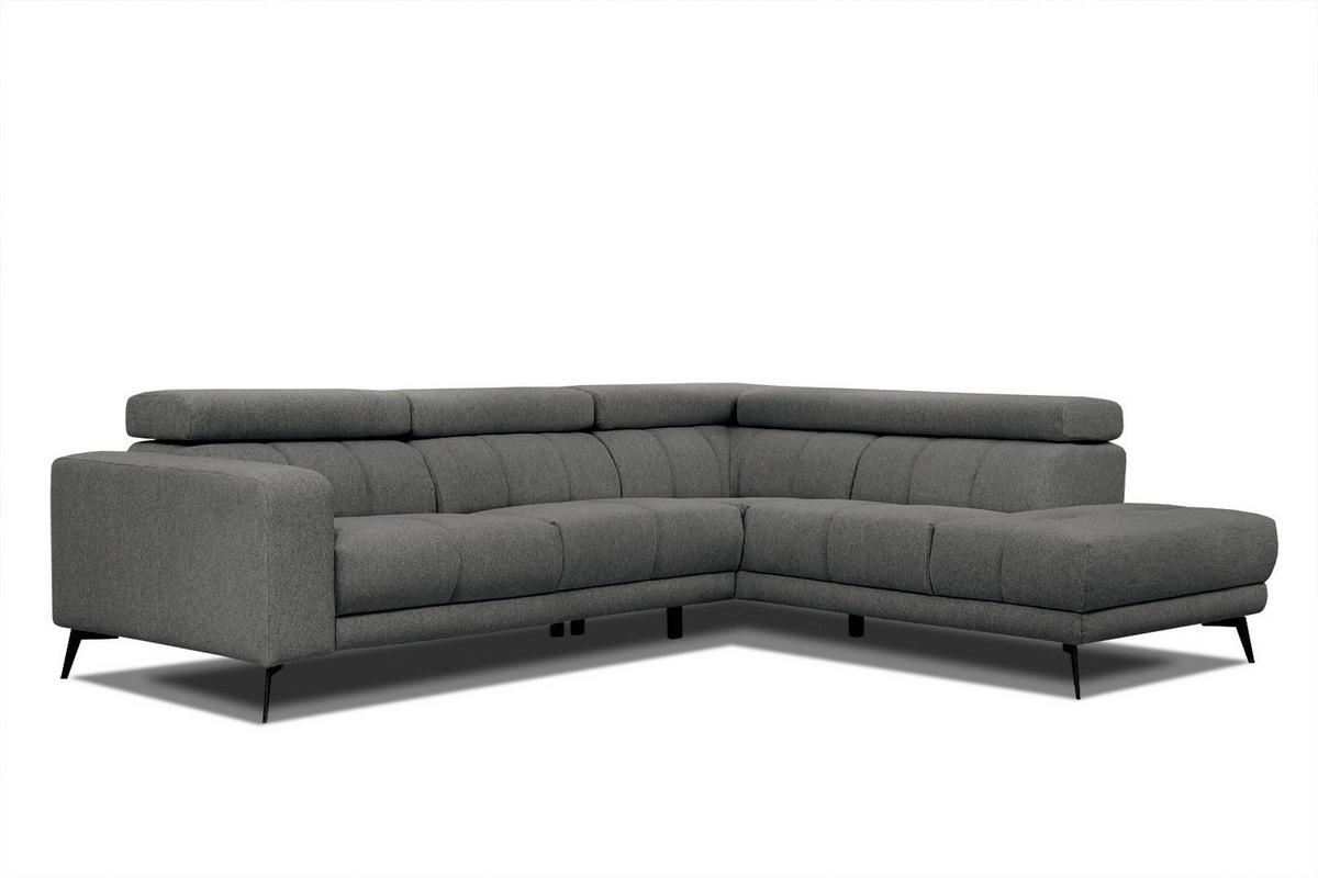 ECKSOFA MORELLO 5-Sitzer, dunkelgrau - Dunkelgrau/Schwarz, Holzwerkstoff/Textil (287/228cm) - Wozimo