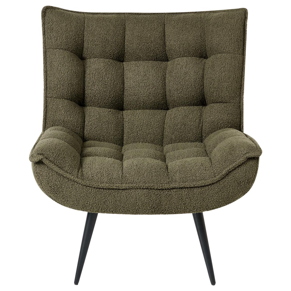 SESSEL Dunkelgrün Alvesta - Dunkelgrün/Schwarz, Textil/Metall (73/92/79cm) - Beliani