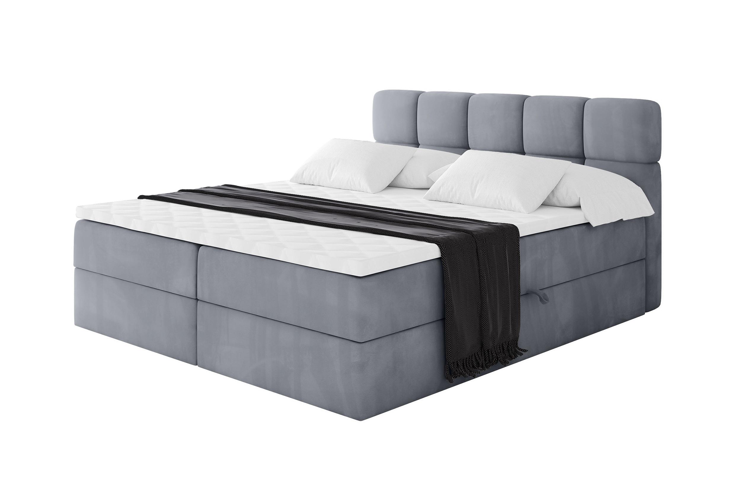 BOXBETT mit Matratze H3 - FAMA - 180x200 cm Grau Casablanca - Grau, Holzwerkstoff (180/200cm) - ALTDECOR