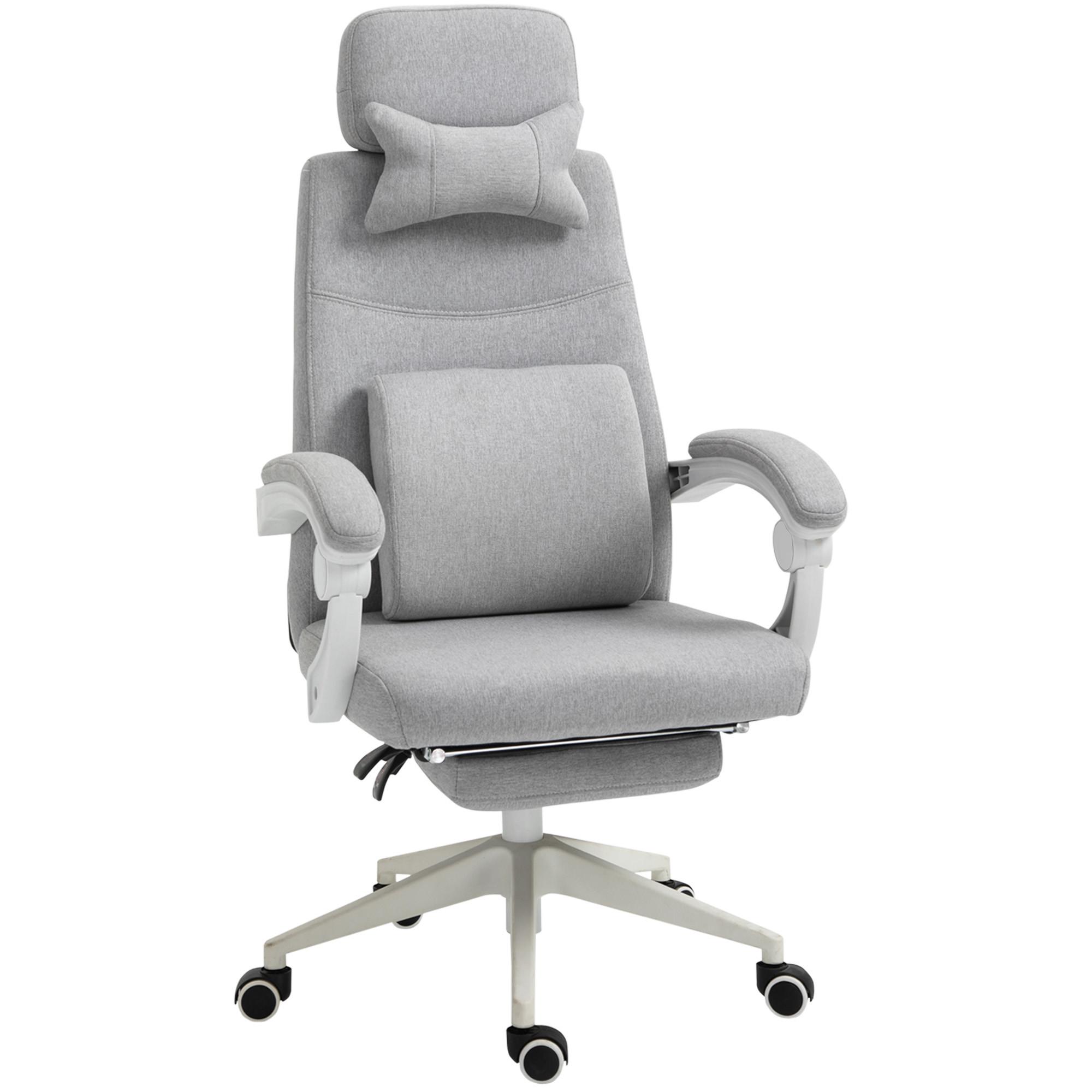 BÜROSTUHL Gamingstuhl Ergonomisches Design Polyester Schaumstoff Kunststoff - Grau, Kunststoff (68/117/62cm) - Vinsetto