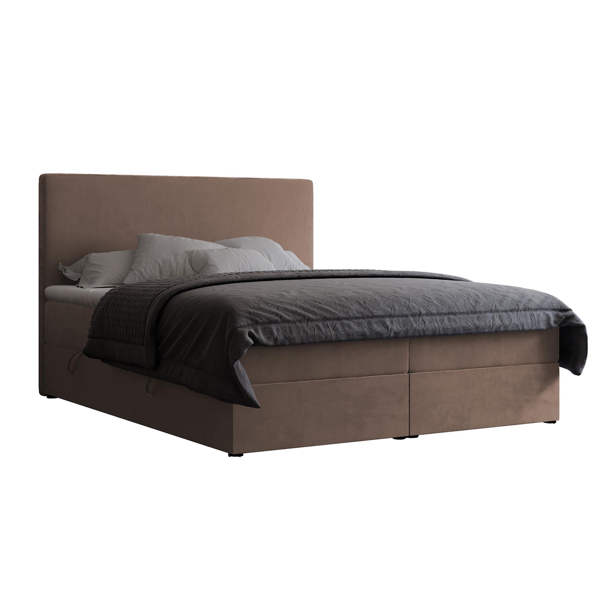 BOXBETT 200x200 cm mit Topper - Braun, Holzwerkstoff/Textil (200/200cm) - Idohome
