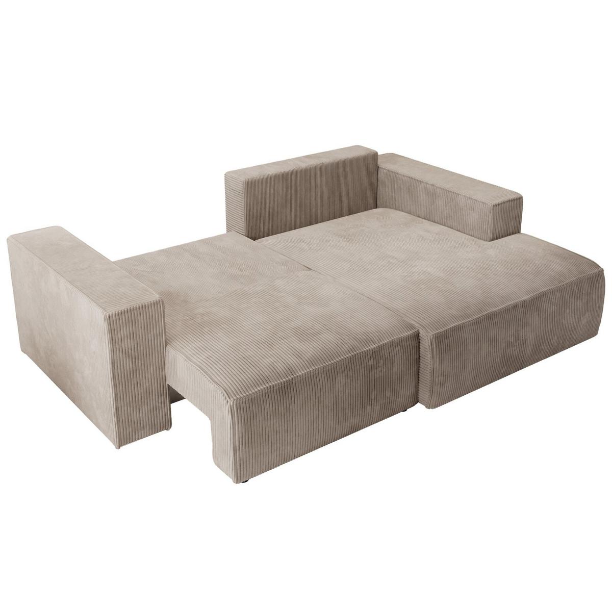 ECKSOFA Farese Mini mit Cordbezug Beige, rechts - Beige/Schwarz, Textil (167/240cm) - Selsey