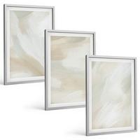 BILDER SET 3er Set - 40x60 cm Silberner Rahmen - Minimalismus der Farbstruktur - Silberfarben, Kunststoff (40/60cm) - TULUP