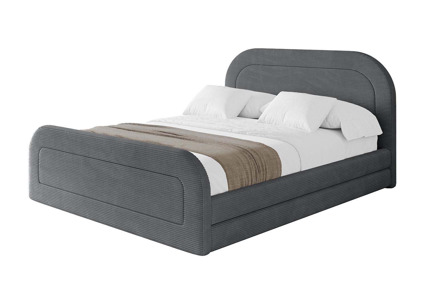 POLSTERBETT mit Bettkasten, Fußteil und Lattenrost, Boxbett ohne Matratze - LERIS-Z 180x200 Dunkelgrau - Anthrazit, Holzwerkstoff/Textil (180/200cm) - ALTDECOR