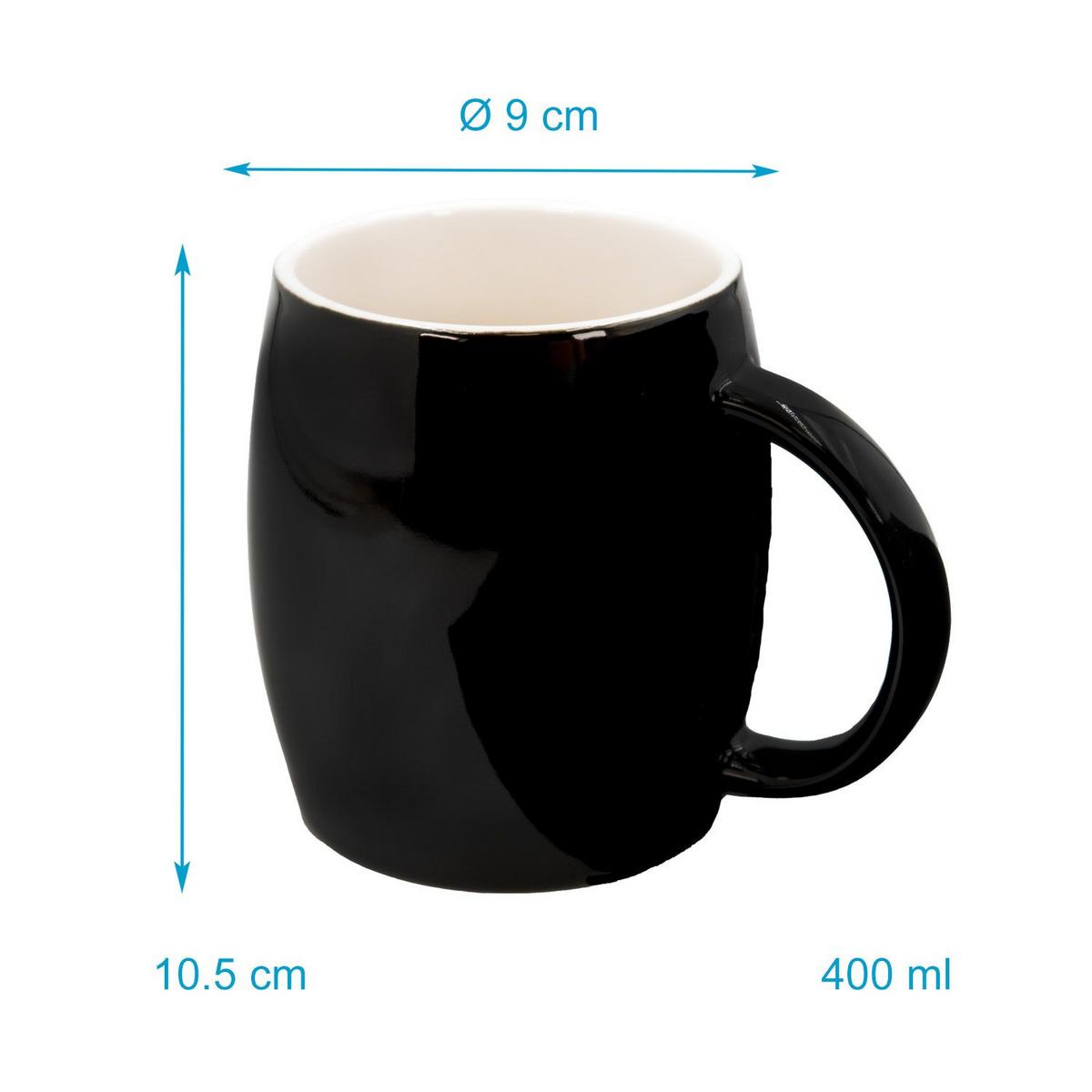 KAFFEETASSE TEETASSE (6er-Set) - Schwarz, Keramik (9/10.5/12.5cm) - Intirilife