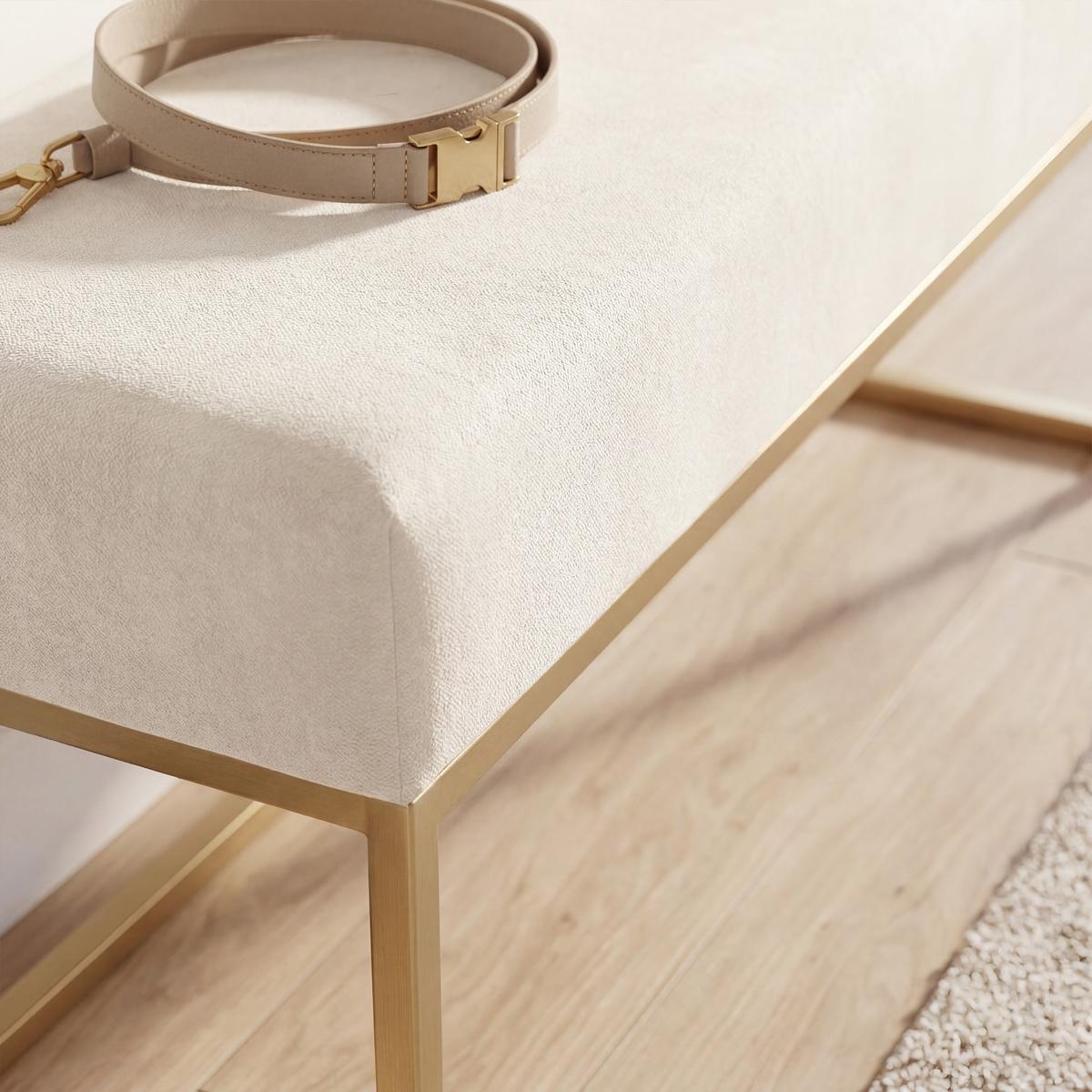 POLSTERBANK PURE 90 cm, Metallgestell, Goldfarben / Creme - Creme, Textil/Metall (90/44/30cm) - Idohome