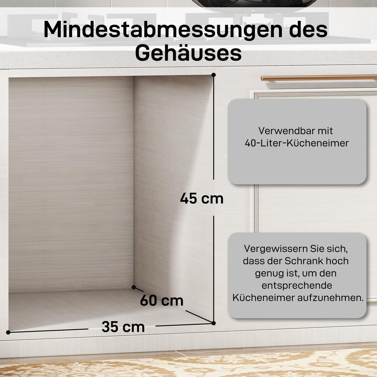 EINBAUMÜLLEIMER Kunststoff Metall Grau - Grau, Kunststoff (33.5/41/52cm) - HOMCOM
