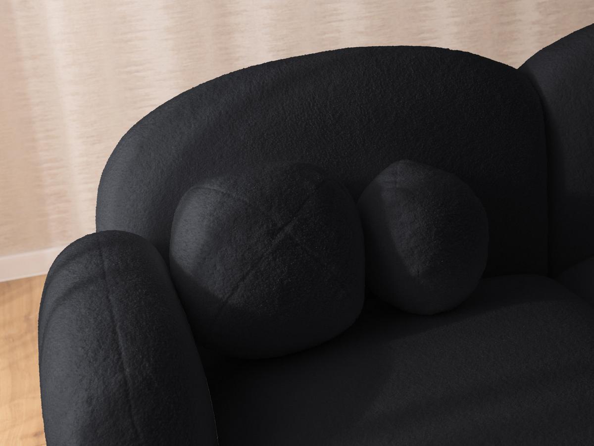 ECKSOFA Nuvola mit abgerundetem Design Schwarz Bouclé-Stoff - Ottomane Links - Schwarz, Holz/Kunststoff (268/146cm) - S-Style