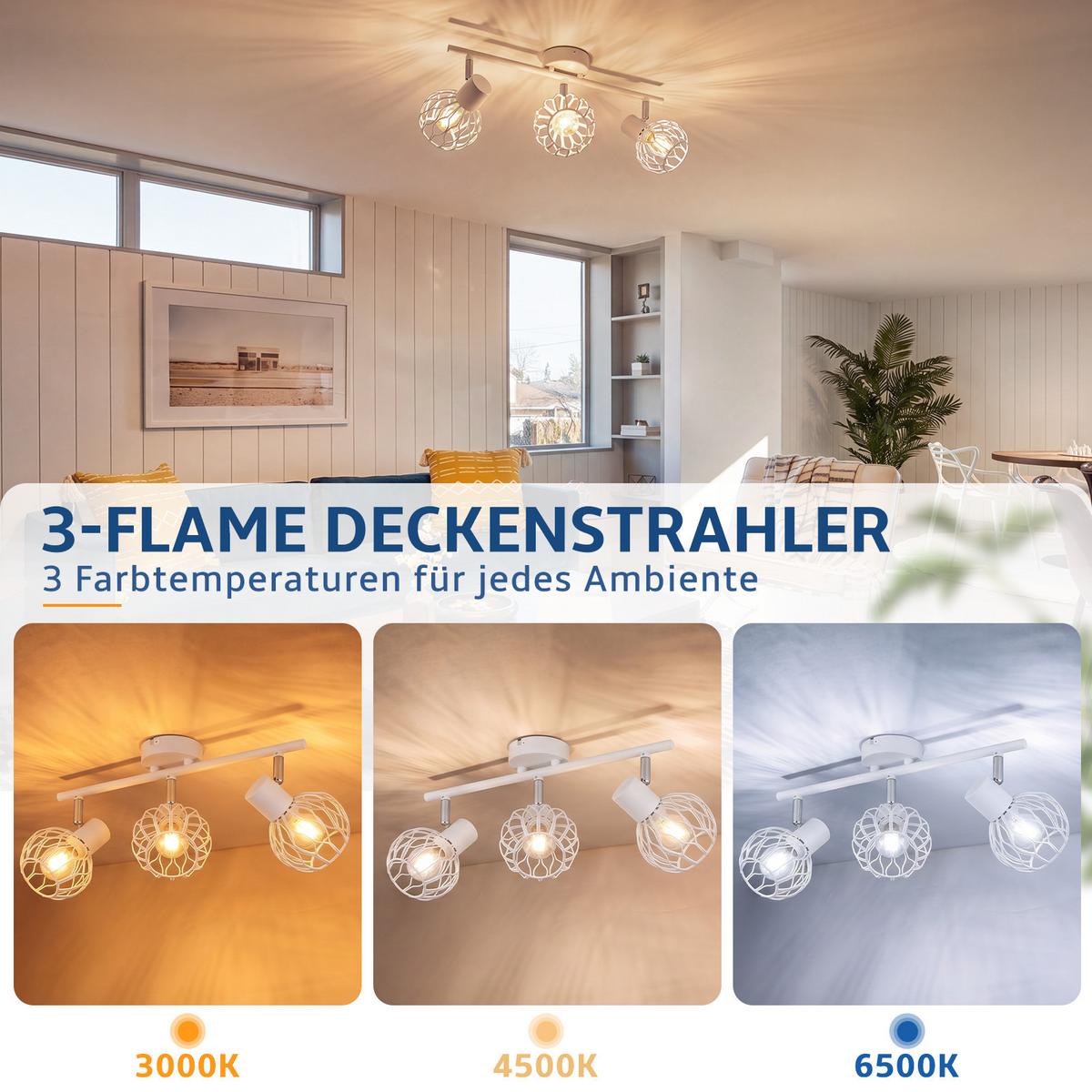 DECKENSTRAHLER Kryvin 41/10/18 cm - Weiß, Metall (41/10/18cm) - ZMH