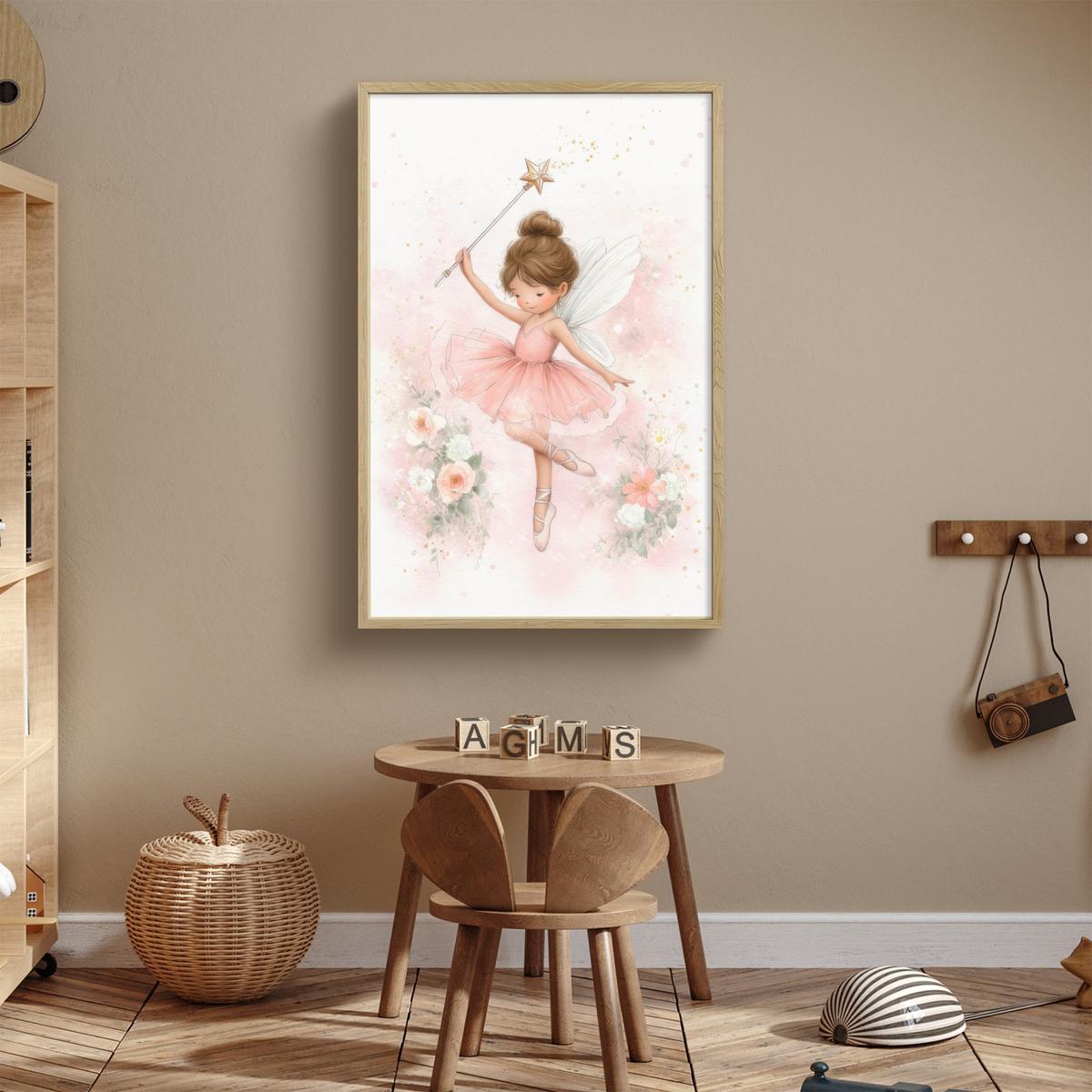 NACHTTISCHLAMPE MIT AKKU Ballerina - Fee - Blumen - Rosa 60x90 cm - Rosa, Holzwerkstoff (8/60/90cm) - OnlyWow