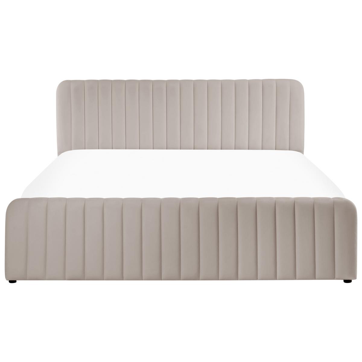 BETT mit Stauraum 180/200 Stoff Taupe Lunan - Taupe, Textil (180/200cm) - Beliani