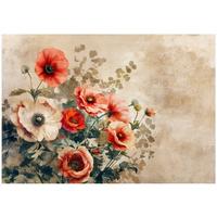 FOTOTAPETE Blumen Vintage Betonwand Schlafzimmer 400x280 - Multicolor, Papier (400/280cm) - Wallarena