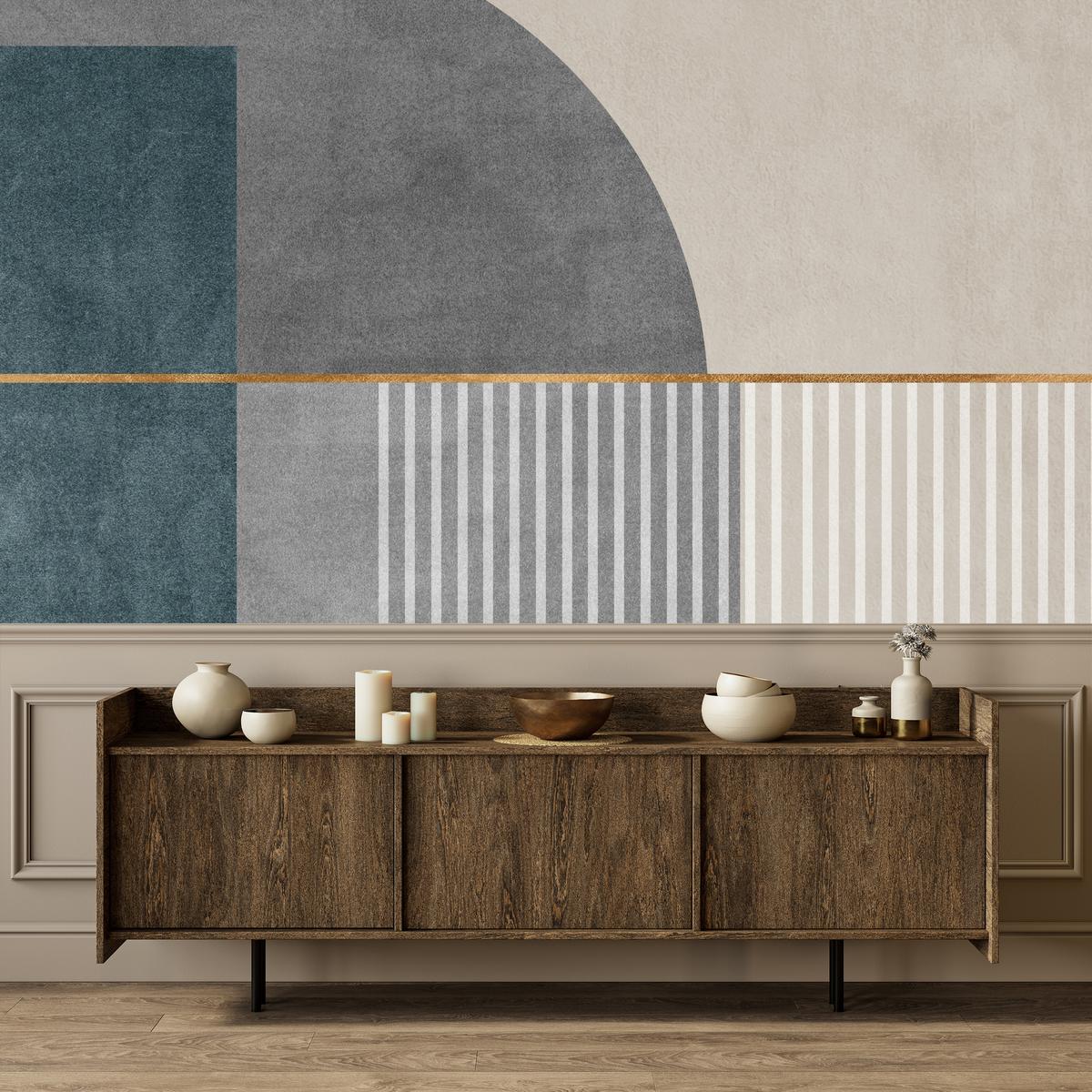 FOTOTAPETE für Wohnzimmer Formen Modernes Geometrisches Muster 500x350 - Beige/Braun, Papier (500/350cm) - Muralo