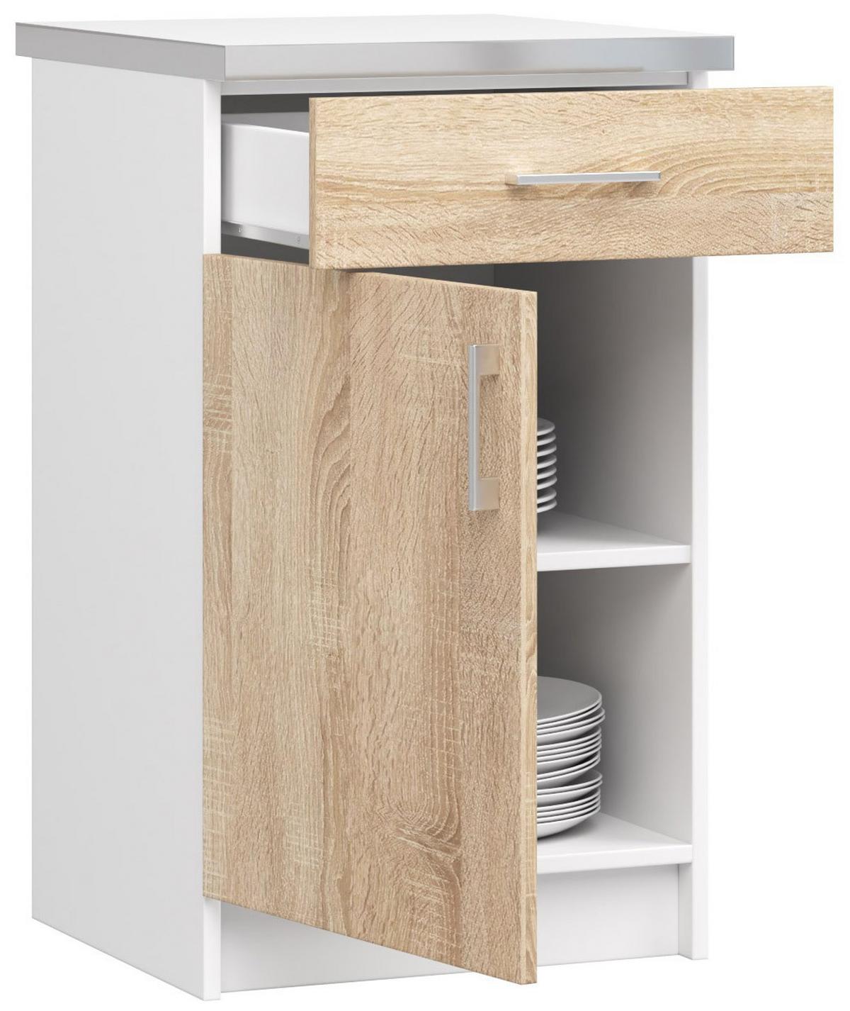 UNTERSCHRANK Weiß, Eiche Sonoma 82/50/44,5 - Weiß, Holzwerkstoff (50/82/44.5cm) - RAUMHIRSCH FURNITURE