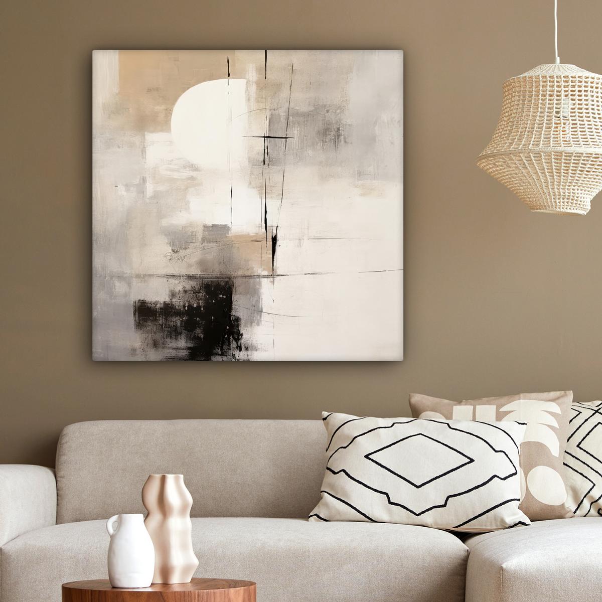 LEINWANDBILD Abstrakt - Kunst - Grau Deko Groß 90x90 cm - Hellgrau, Textil (90/90cm) - MuchoWow