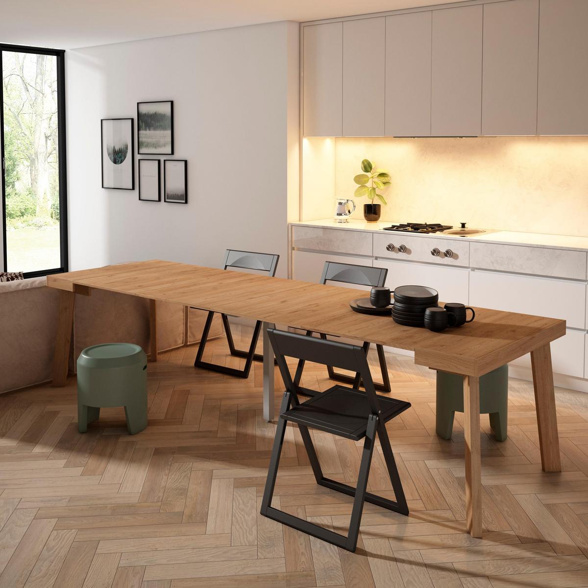 ESSTISCH ausziehbar 58 bis 302cm, für 14 Gäste, eiche, 58/90/73cm - Eichefarben, Holzwerkstoff (90/302/73cm) - Skraut Home