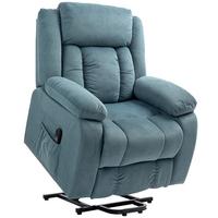 FERNSEHSESSEL-MIT-AUFSTEHHILFE Polyester Stahl Blau - Blau/Schwarz, Textil/Metall (92/105/94cm) - HOMCOM