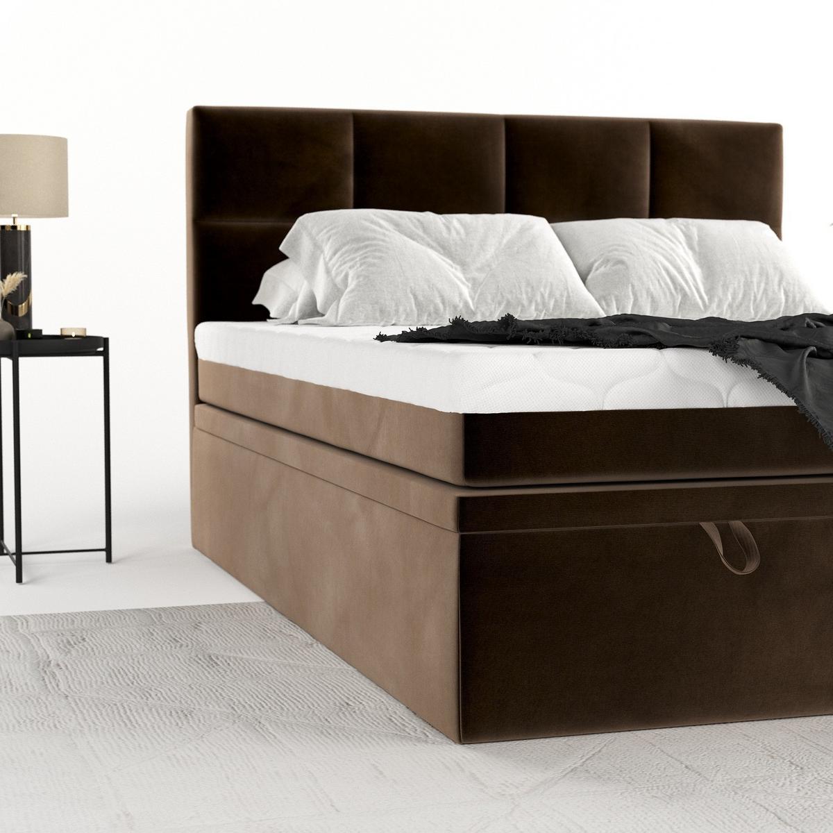 BOXBETT Tessa 140/200 cm Braun im Kronos Stoff - Schwarz/Braun, Holz/Holzwerkstoff (140/200cm) - AltaBeds