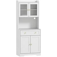 KÜCHENSCHRANK MDF Glas Weiß - Goldfarben/Weiß, Holzwerkstoff/Metall (38/170/68cm) - HOMCOM