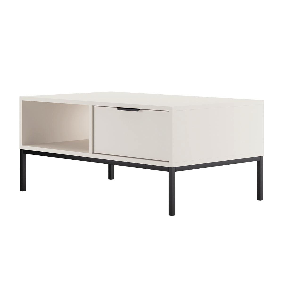 COUCHTISCH Seattle Weiß und Schwarz - Weiß, Holzwerkstoff (60/100/45.4cm) - Petits-meubles