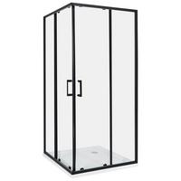 DUSCHKABINE 90/90/185 cm Schwarz Tela - Transparent/Schwarz, Glas (90/90/185cm) - Beliani