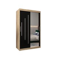 SCHWEBETÜRENSCHRANK 200/120/62 2-türig - Silberfarben/Schwarz, Holz/Kunststoff (120/200/62cm) - Abiks Möbel