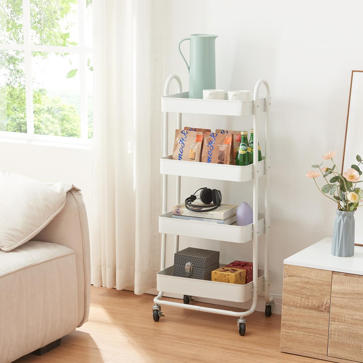 SERVIERWAGEN Pyhäntä - Weiß, Metall (46/103.5/35cm) - [en.casa]