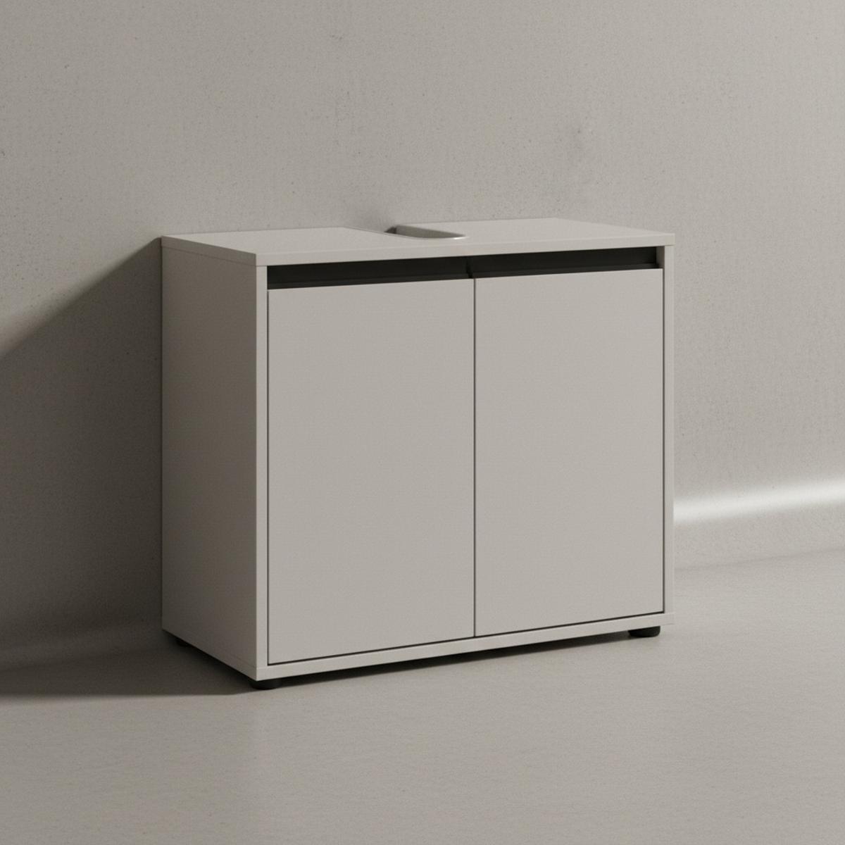 WASCHBECKENUNTERSCHRANK 63 cm mit zwei Türen und Einlegeboden | Steingrau - Grau, Holzwerkstoff (63/55/34cm) - KADIMA DESIGN