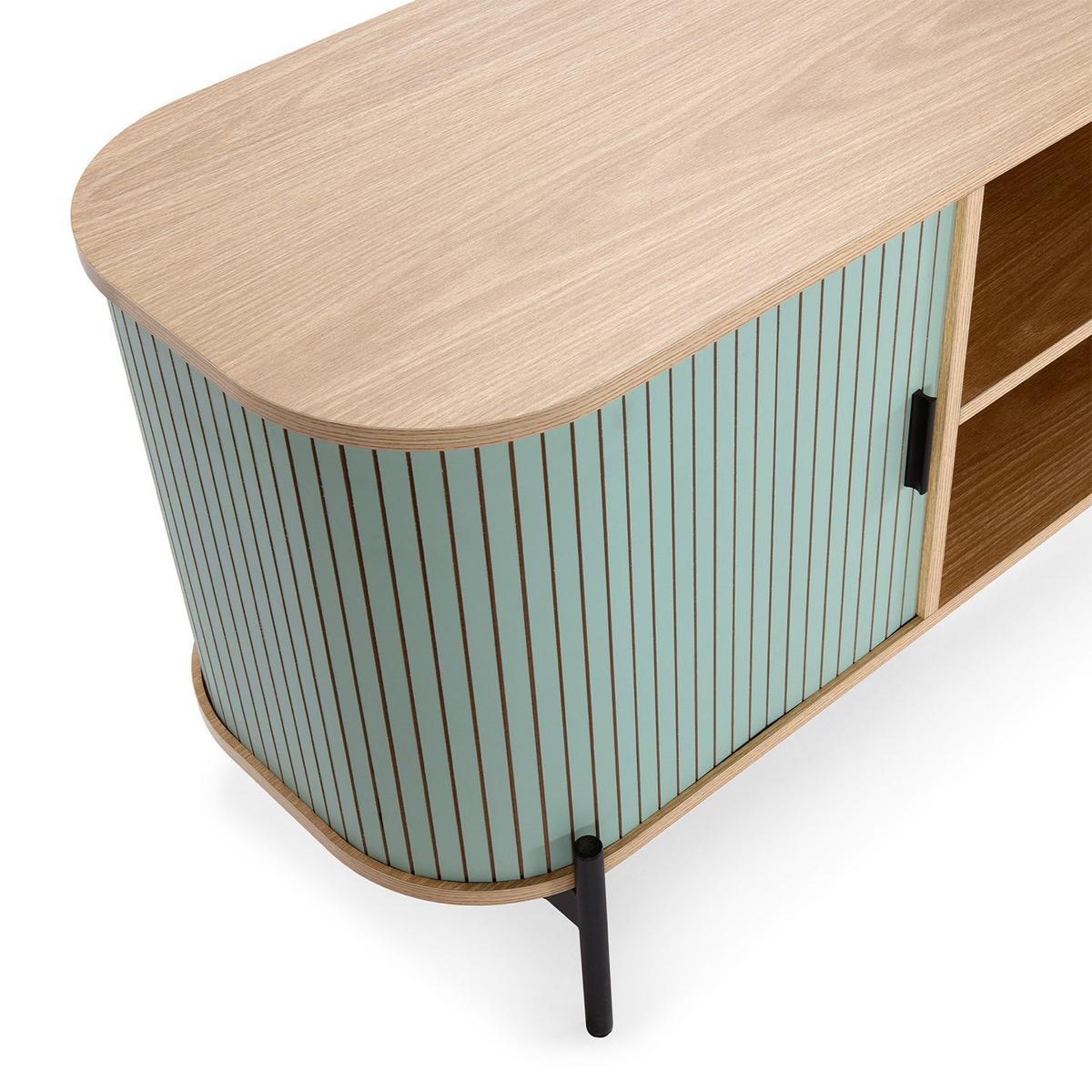 TV-ELEMENT Mónaco 2 türen blaue Farbe - Blau, Holzwerkstoff (140/55/40cm) - VS Venta-stock